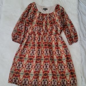 Luxology Floral Loose Casual Free Dress with Lantern Sleeve